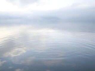 Serene Water Surface Ripples Calm Lake Peaceful Sky Reflection