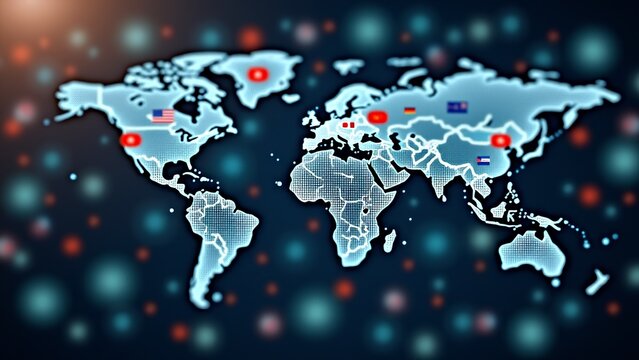 Global Network Map With Country Flags