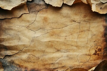 A detailed close up of old cracked and torn paper