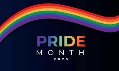 LGBT Pride Month. Pride label, ribbons with rainbow colors. Banner Love is love. LGBT event banner template. Realistic vector