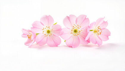 Delicate soft pink flowers isolated on white background, floral beauty