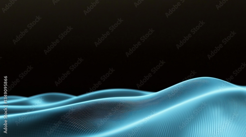 Aufkleber a digital wave pattern in blue tones against a black background, creating a futuristic and abstract 