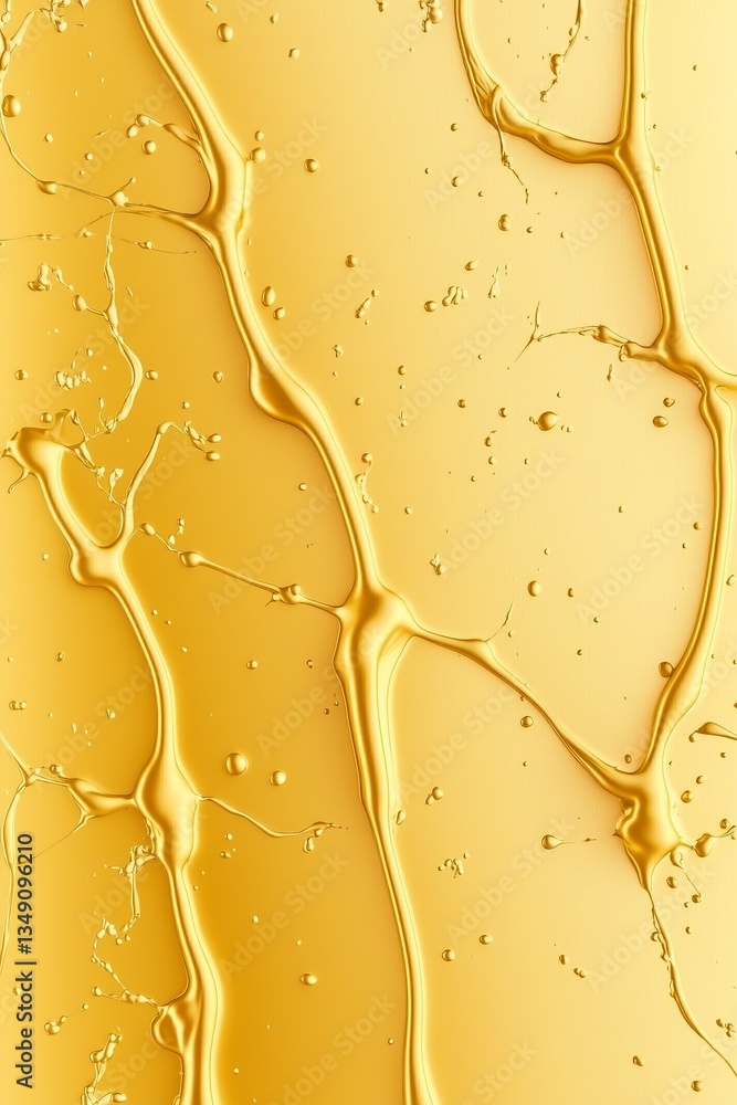 Poster a vibrant, abstract image of flowing golden liquid, showcasing intricate patterns and textures again