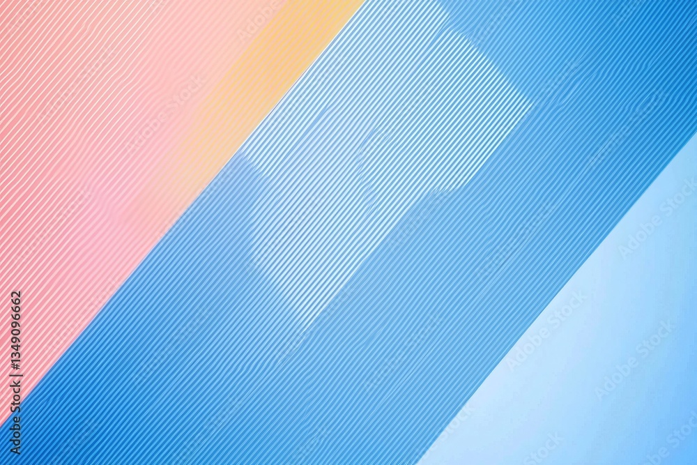 Poster a vibrant abstract design featuring diagonal lines in shades of pink, blue, and orange, creating a m