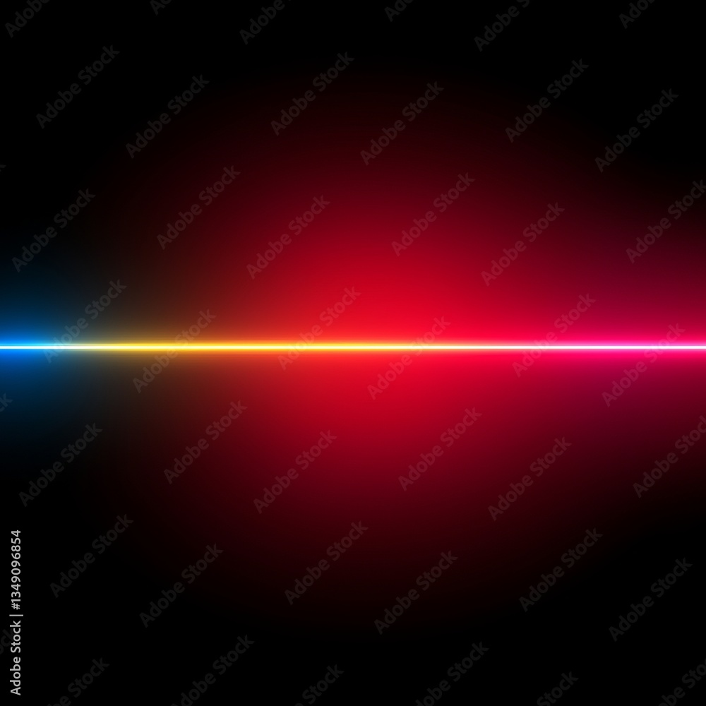 Poster a vibrant gradient of colors forms a sleek horizontal line against a dark background, creating a str