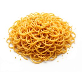 Delicious Spaghetti Aglio E Olio Plate Isolated on White Background