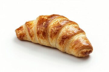 Golden Baked Croissant on White Background Pastry Delight Still Life