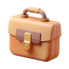 3D render Old cream color suitcase isolated on white