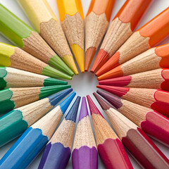 Naklejka premium Colored Pencils in Circular Arrangement.