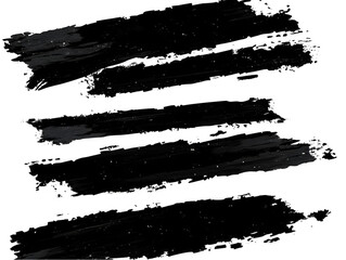 Abstract Black Brush Strokes Illustration With Colorful Splatter Effect Against Transparent Background