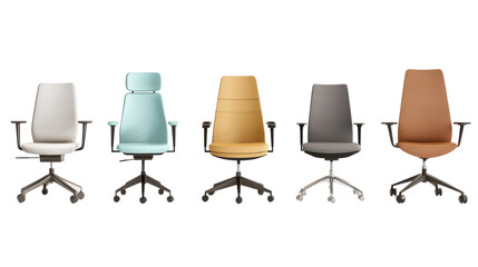 Obraz premium a row of modern office chairs. isolated on transparent background 