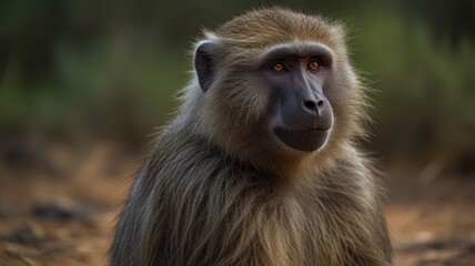 Obraz premium Close-up of a thoughtful baboon