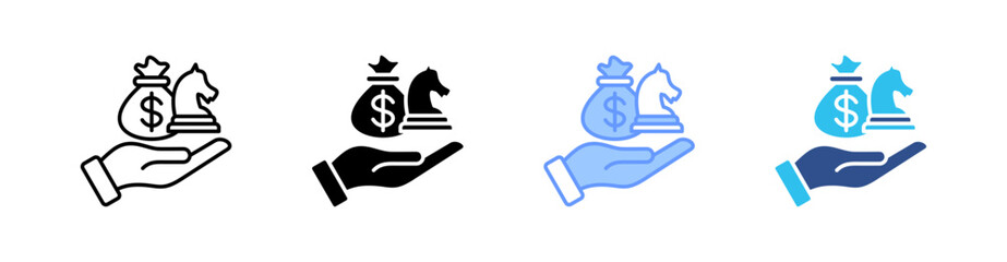 Strategy Multi Style Icon Set Vector 