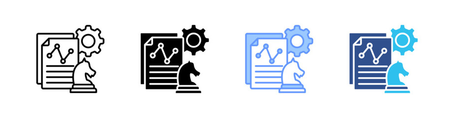 Strategic Planning Multi Style Icon Set Vector 