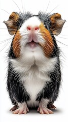 Fototapeta premium Happy Guinea Pig Portrait Against White Background