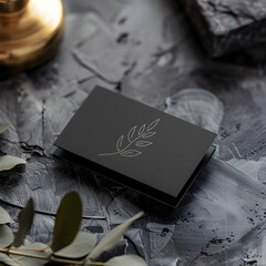 Minimalist Black Notebook and Pen on a Dark, Textured Surface with Subtle Lighting