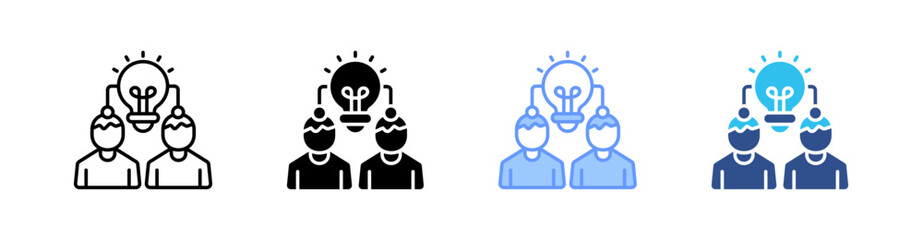 Knowledge Transfer Multi Style Icon Set Vector 