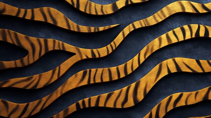 Vibrant Tiger Stripe Pattern on Wall Showcasing Bold Lines and Rich Colors for Artistic Interior Design