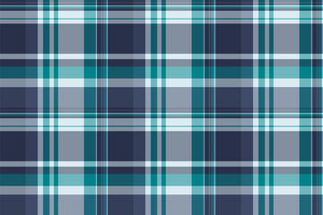 Thin vector texture check, lovely seamless background pattern. Sofa fabric tartan plaid textile in cyan and pastel colors.