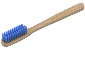 A Realistic Image Of A Blue Bristled Toothbrush With A Wooden Handle Isolated On A Transparent Background Detailing Its Texture And Design Optimizing For Adobe Stock Photo
