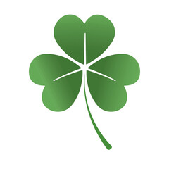 four leaf green clover leaf in shape of heart, an attribute to St. Patrick's day, abstract clover vector illustration isolated on white background Patric