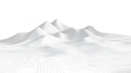 Abstract 3D White Mountain Illustration Isolated On Transparent Background Features Geometric Polygonal Terrain Showing Peaks And Cold Landscape