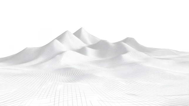 Abstract 3D White Mountain Illustration Isolated On Transparent Background Features Geometric Polygonal Terrain Showing Peaks And Cold Landscape