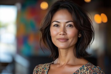 Obraz premium Confident and Attractive Middle-Aged Woman Portrait