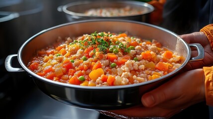 Hearty Vegetable Stew in a Serving Pan