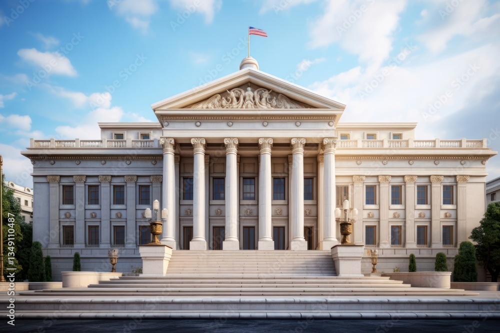Poster neo classical courthouse architecture building facade.