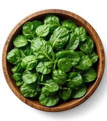 Fresh Watercress in Wooden Bowl Healthy Eating Food Photography