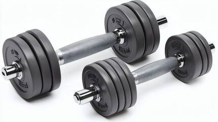 Fototapeta premium A Lightweight Adjustable Dumbbells Displayed On A Clean White Isolated Background