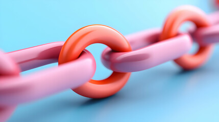 Multicolored Chain Links on Blue Background