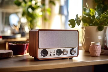 Fototapeta premium Speaker electronics radio table.