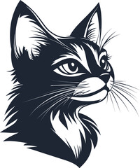 Fototapeta premium Elegant Black and White Cat Illustration – Feline Artwork