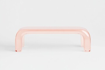 Translucent rose-toned bench.  Simple, modern design.  Clear acrylic construction