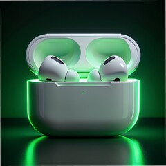 Wireless headphone with green neon light 