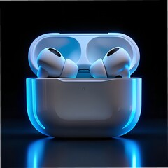 Wireless headphone with blue neon light 