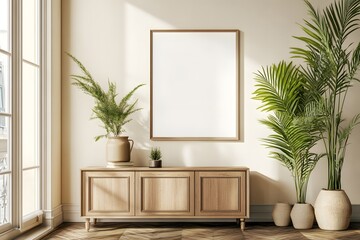 Stylish and retro composition of living room, Generative AI	
