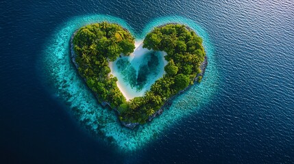 Heart-Shaped Island Paradise in Turquoise Waters