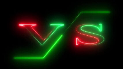 neon sign glowing animation. VS background. Versus screen futuristic neon text animation.VS versus bars neon glowing text animation. versus bars neon animated. vs neon text with glowing - Powered by Adobe