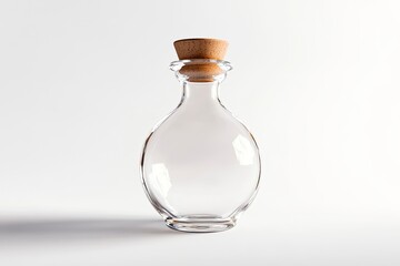 Empty Glass Jar with Cork Stopper on White Background Studio Shot
