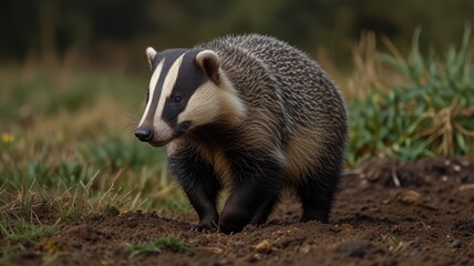 European badger in natural habitat