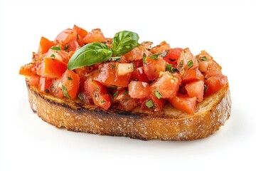 Delicious bruschetta with fresh tomato and basil on toasted bread vibrant colorful italian appetizer culinary delight gourmet presentation