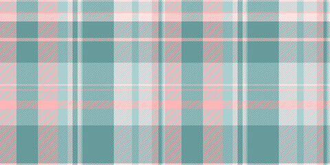 Outline textile fabric check, bandanna plaid vector seamless. Marketing pattern background tartan texture in light and teal colors.