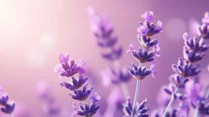 Fototapeta premium Lavender flowers in soft focus, beautiful purple blooms, nature background