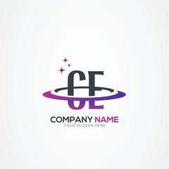 Modern Letter CE, EC Planet space logo design With Creative Vector Elements