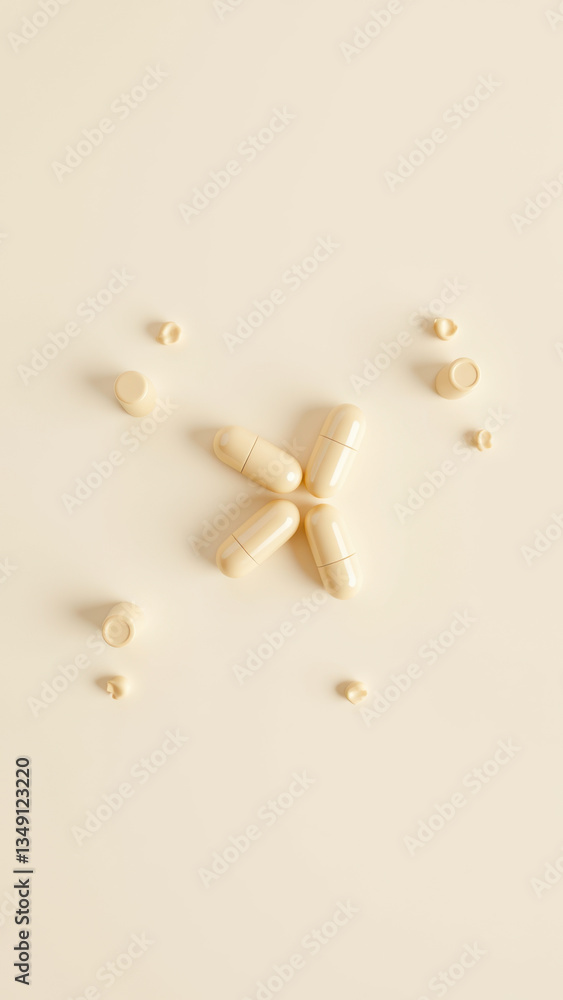 Poster magnesium glycinate capsules on light surface with gradient background.