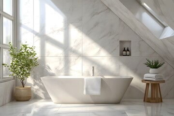 Fototapeta premium Stylish bathroom interior design , Generative AI 