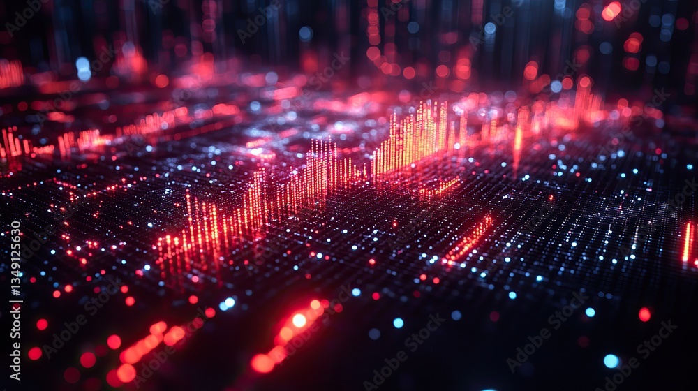 Sticker red and blue lines on black show crypto volatility and risks.